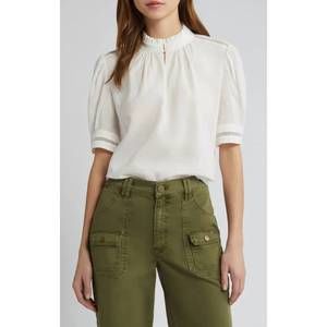 Frame Denim | Tops | New Frame Ruffle Collar Inset Lace Top In White ...